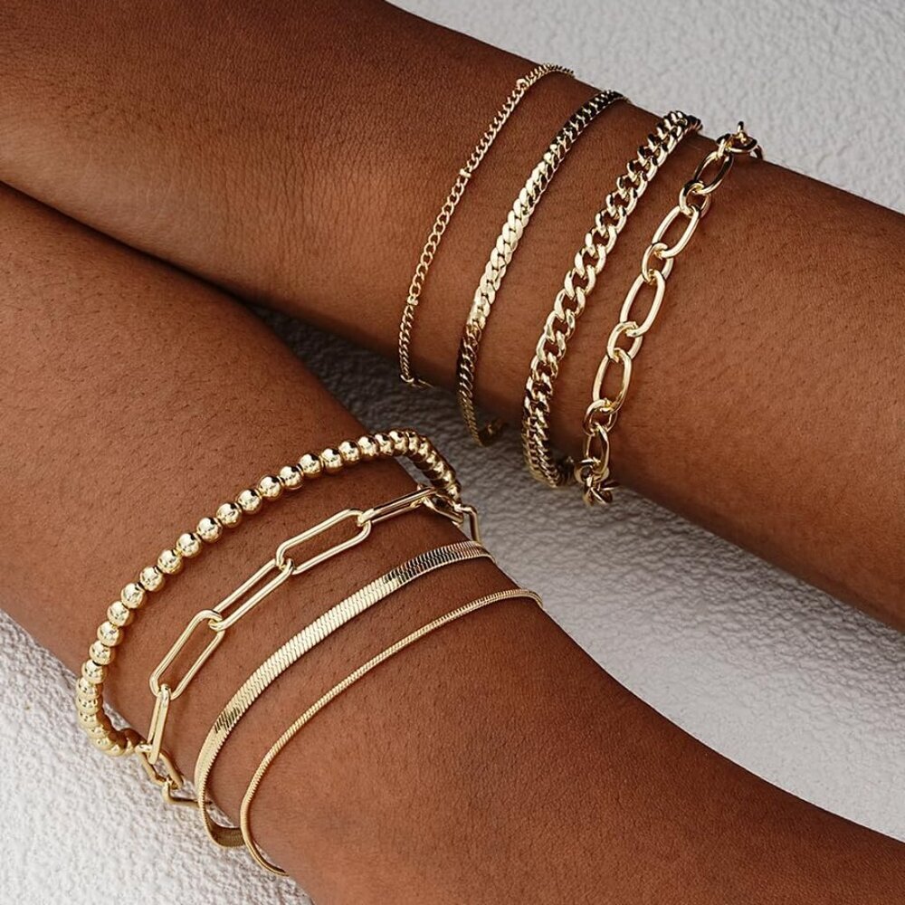 Gold Bracelets Set for Women Trendy, 14K Real Gold Plated Jewelry for Women Dain - Picture 7 of 9